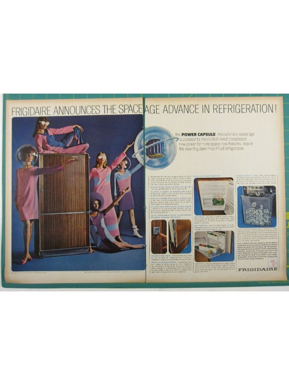 Print Ad Frigidaire 1968 Space Age Refrigerators 2 PG Vintage Mid Century Modern